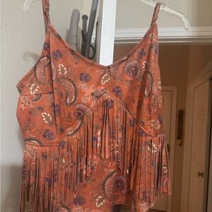 Idyllwind Terracotta Paisley Fringe Camisole